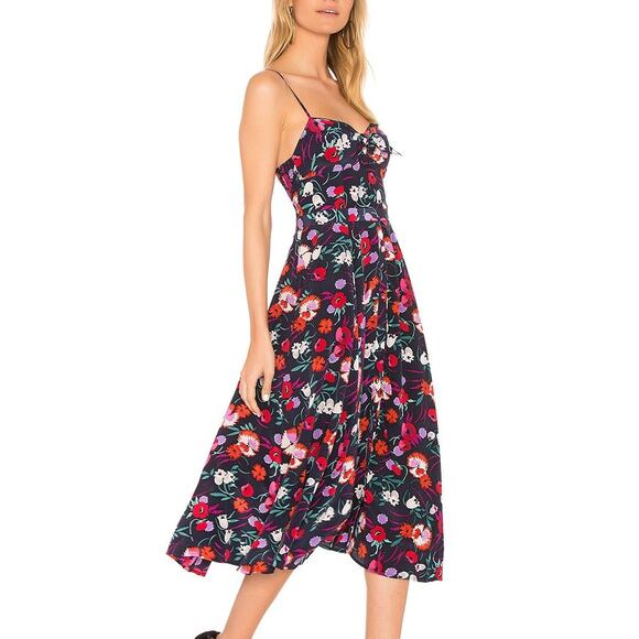 Yumi Kim Isabeau Pretty Woman Silk Floral Button Front Fit & Flare Midi Dress - Picture 1 of 14
